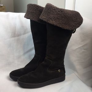 Michael Kors brown suede flat tall boots
